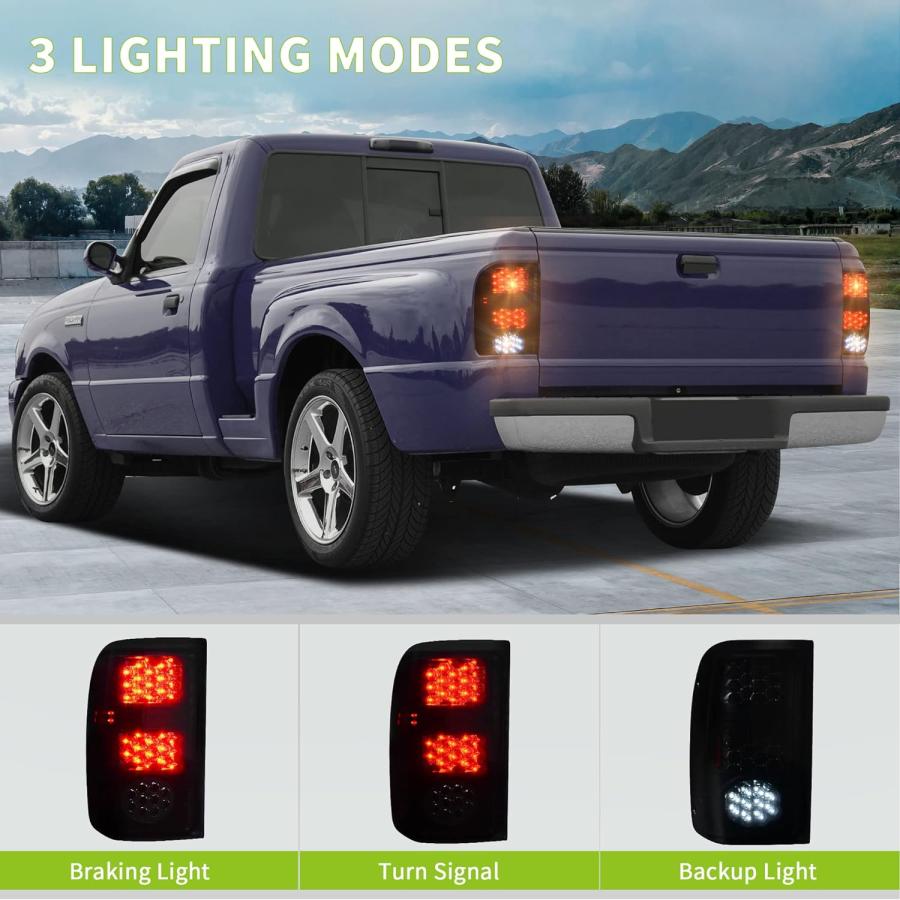 【並行輸入品】LEDテールライト テールランプ Ford Ranger 1993 1994 1995 1996 1997対応 (ブラックスモーク 交換の画像