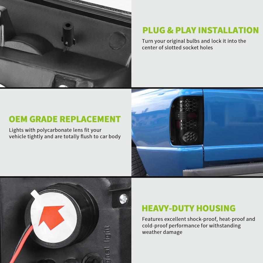 【並行輸入品】LEDテールライト テールランプ Ford Ranger 1993 1994 1995 1996 1997対応 (ブラックスモーク 交換の画像