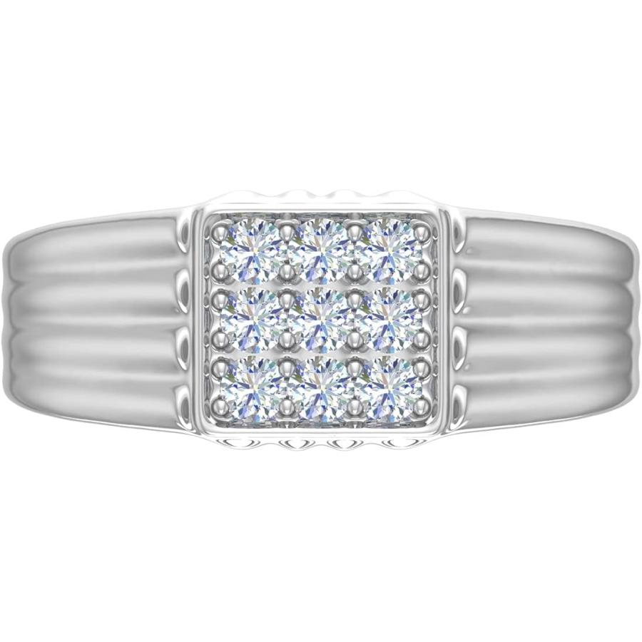【並行輸入品】FINEROCK 1/3 Carat Men's Diamond Wedding Band Ring in 14K White Gold_2