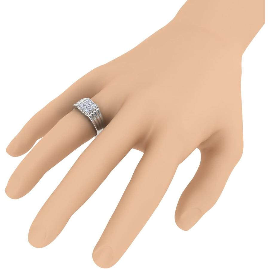 【並行輸入品】FINEROCK 1/3 Carat Men's Diamond Wedding Band Ring in 14K White Gold_3