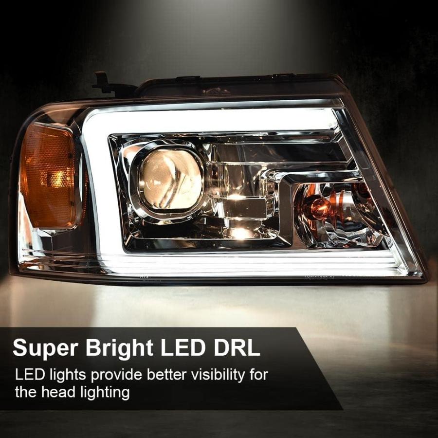 【並行輸入品】PIT66 LED DRL ヘッドライト 2004-2008 フォード F150/ 06-08 リンカーン マーク LTに対応 クリアレの画像