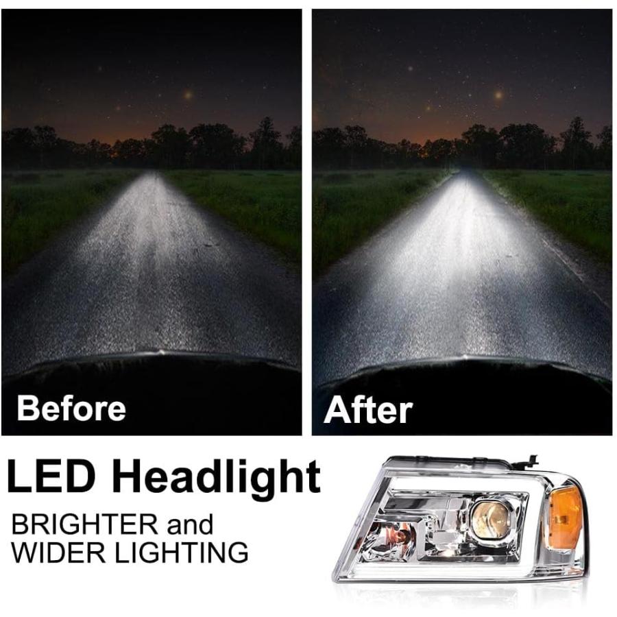 【並行輸入品】PIT66 LED DRL ヘッドライト 2004-2008 フォード F150/ 06-08 リンカーン マーク LTに対応 クリアレの画像