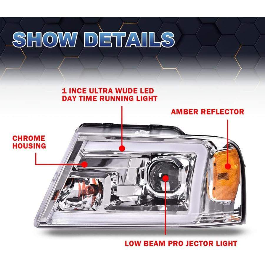 【並行輸入品】PIT66 LED DRL ヘッドライト 2004-2008 フォード F150/ 06-08 リンカーン マーク LTに対応 クリアレの画像