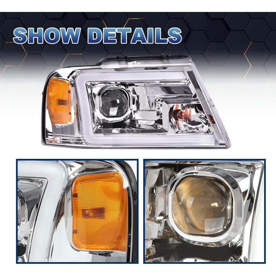 【並行輸入品】PIT66 LED DRL ヘッドライト 2004-2008 フォード F150/ 06-08 リンカーン マーク LTに対応 クリアレの画像