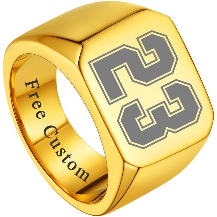 ChainsHouse 印章指輪 ソリッド光沢ステンレススチール バイカーリング 
