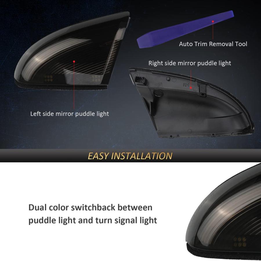 【並行輸入品】D-Lumina LED Side Mirror Turn Signal Puddle Light Compatible with 20の画像