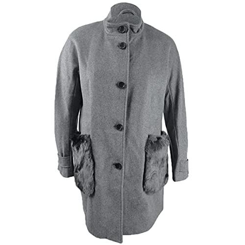 【並行輸入品】DKNY Womens Gray Faux Fur Peacoat Winter Jacket XXLの画像