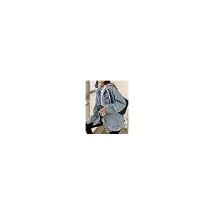 【並行輸入品】LifeShe Women's denim jacket with hood oversized distressed jean_5