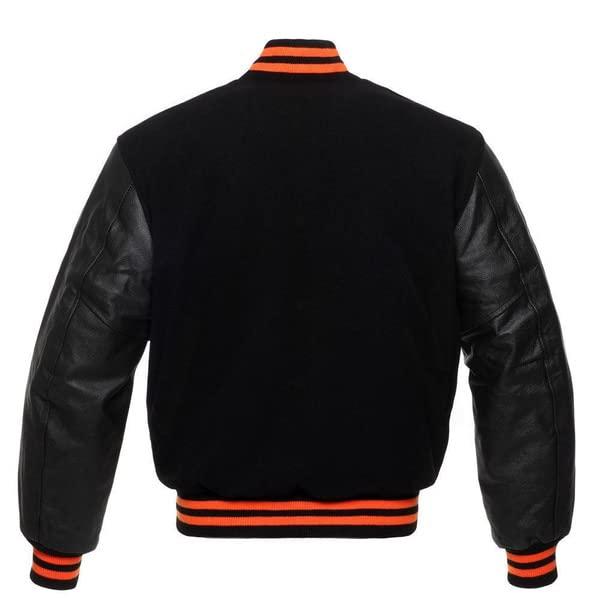 【並行輸入品】Mens Varsity Jacket Wool Body Genuine Leather Arms Letterman Jacの画像