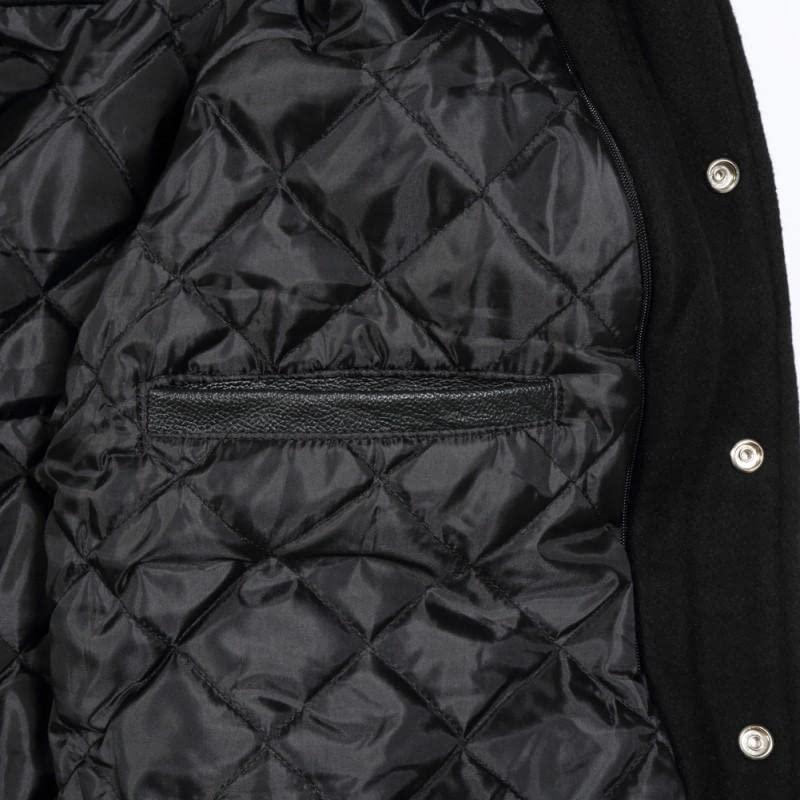 【並行輸入品】Mens Varsity Jacket Wool Body Genuine Leather Arms Letterman Jacの画像
