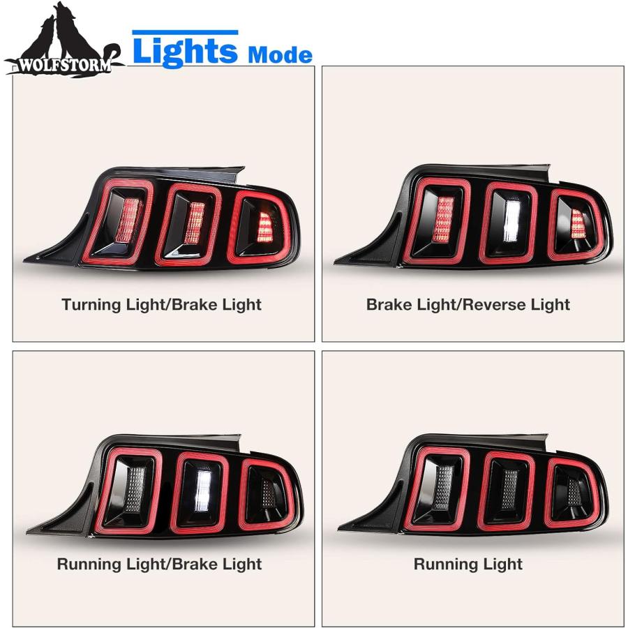 【並行輸入品】WOLFSTORM LEDテールライト 2010-2014 Ford Mustang用 シーケンシャルウィンカー機能デザイン デイタイムの画像