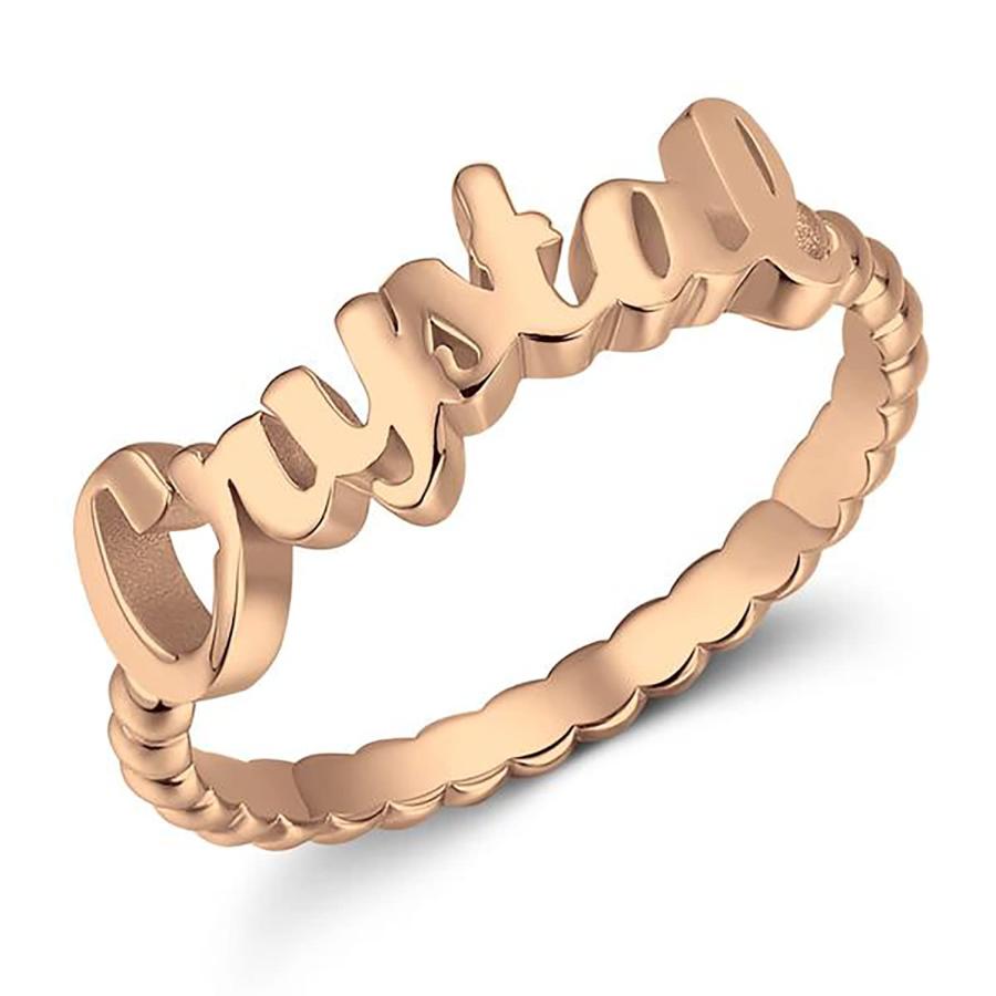 【並行輸入品】SISGEM 10K 14K 18K ソリッドゴールド カスタムネームプレートリング レディース ガールズ パーソナライズ ネームの画像