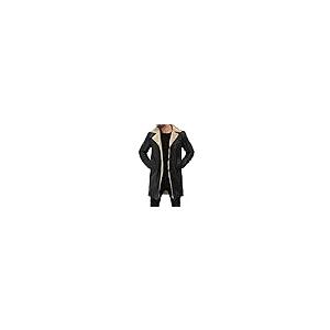 【並行輸入品】fjackets Genuine Leather Jacket   Turlock Black & Beige Shearlinの画像