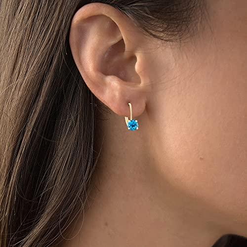 【並行輸入品】14K Yellow Gold Plated Sterling Silver 5mm Natural Swiss Blue To_7