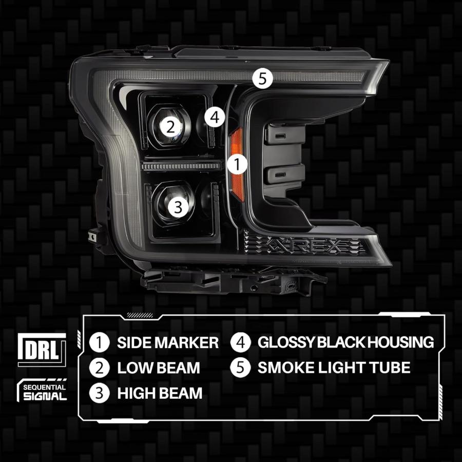 ブランド登録なし - 【並行輸入品】AlphaRex- 18-20 F150 映写機前照灯 PRO続きもの (第14時人 G2表現スタイル)- アルファ-黒いこと