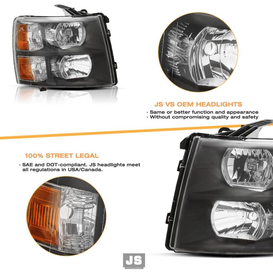 【並行輸入品】JSBOYAT ハロゲン ヘッドライト アセンブリ 07-13 シボレー シルバラード 1500 / シルバラード 2500 3500の画像