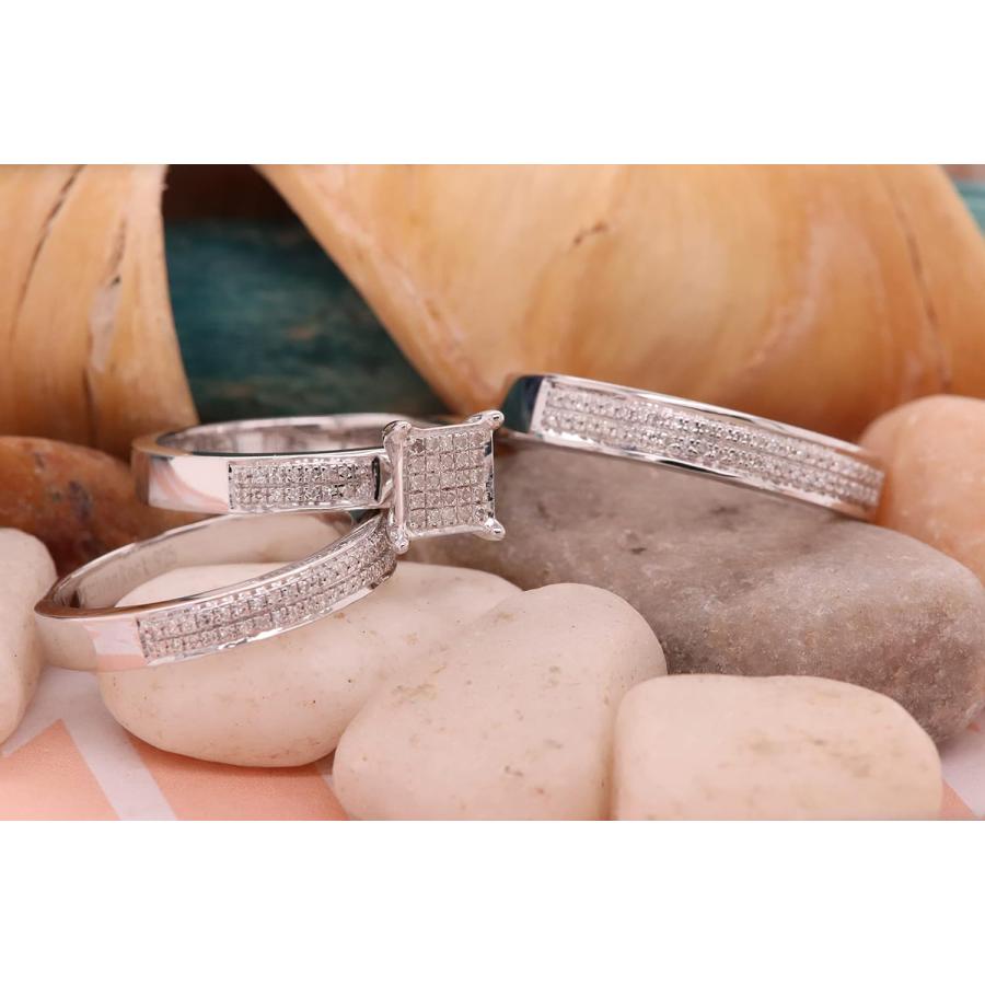 【並行輸入品】Dazzlingrock Collection Round White Diamond Square Cluster Bridal Weの画像