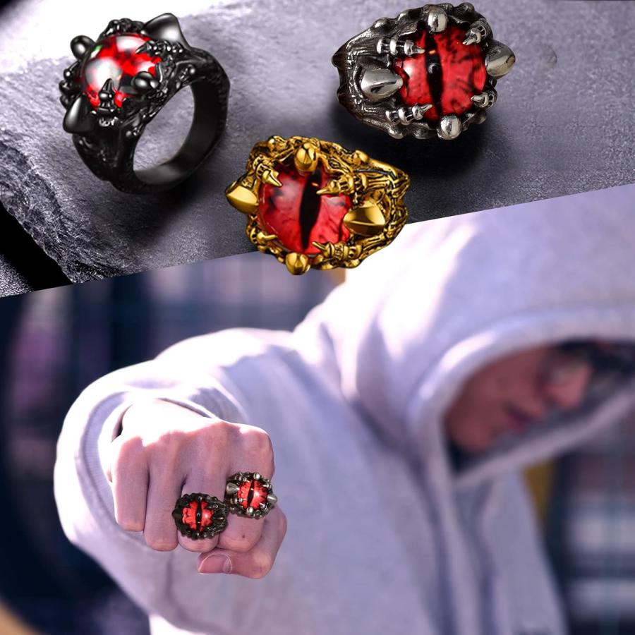 PROSTEEL ゴシックジュエリー ドラゴンクロー レッドデビルアイリング 