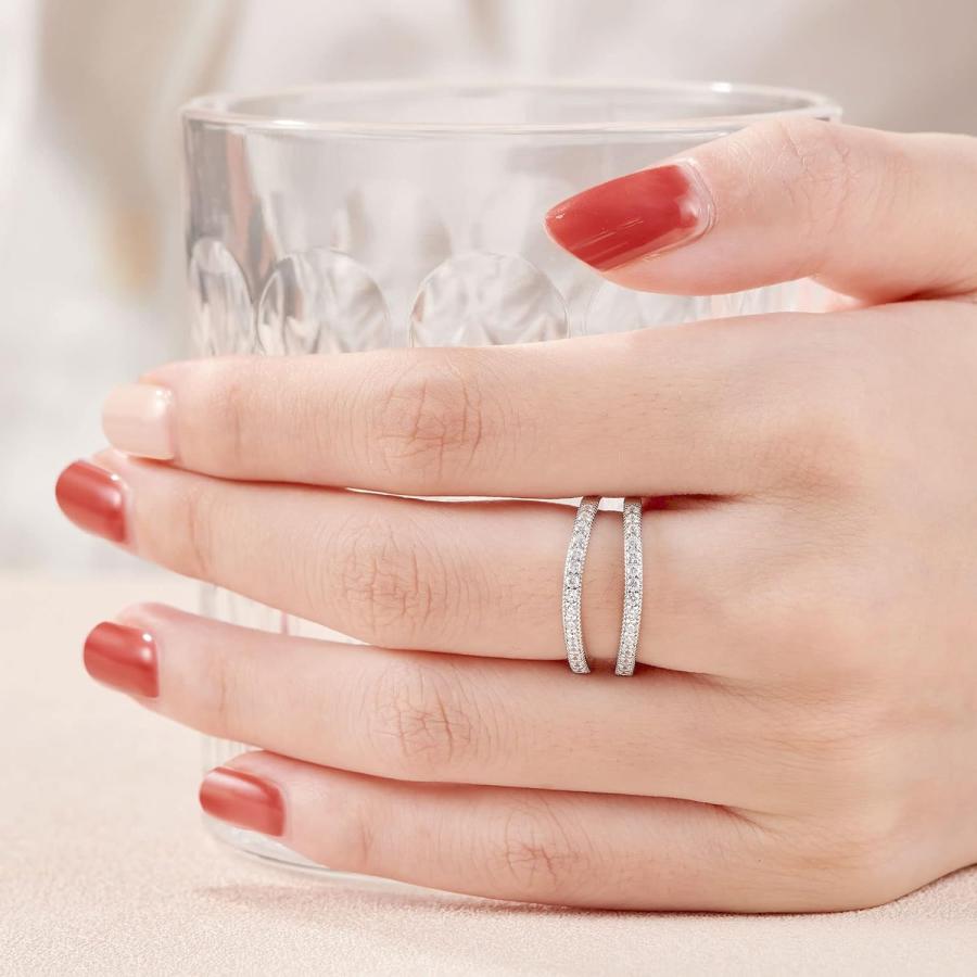 【並行輸入品】SHELOVES JEWELRY ユニ 大人用 シーラブ レディース 結婚指輪 リング エンハンサー ラウンド ホワイト AAAAA Cの画像