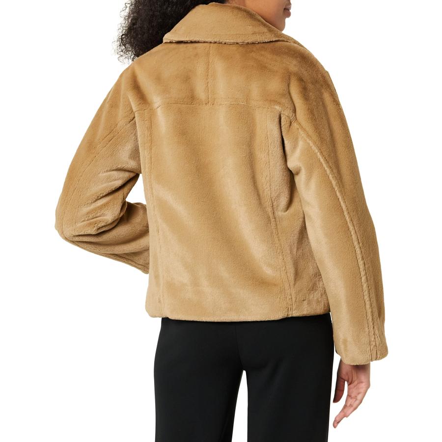 【並行輸入品】Vince Women's Faux Fur Trucker Jacket, Sand Shell, Extra Smallの画像