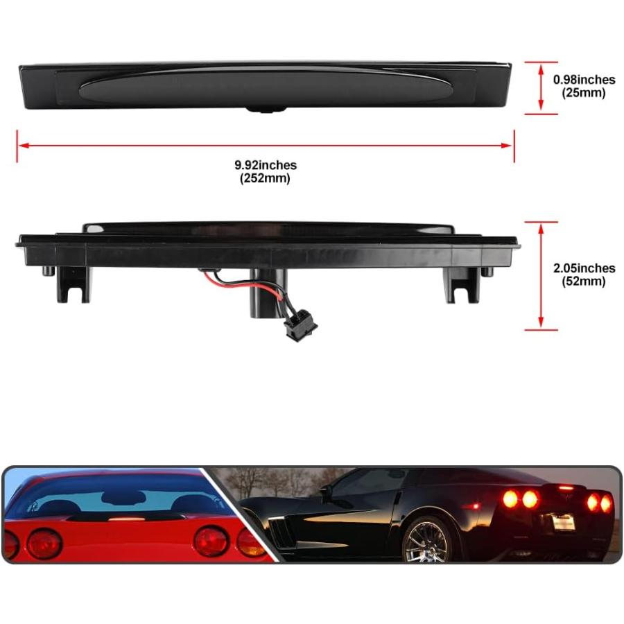 【並行輸入品】Mingrui test C6 レッド LED ストロボ 3 サードブレーキライト シボレーコルベット C6 2005-2013 リアセの画像