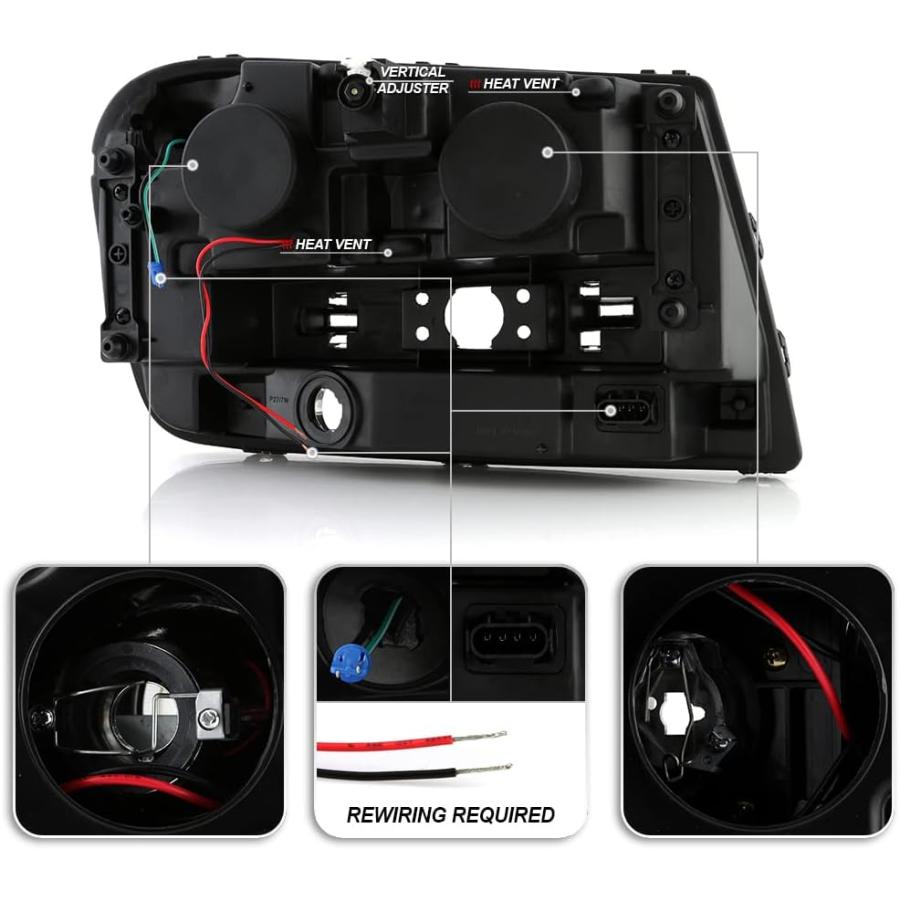 【並行輸入品】ACANII - 2002-2009 Chevy Trailblazer フル幅グリル付き ブラック LED チューブ プロジェクターの画像