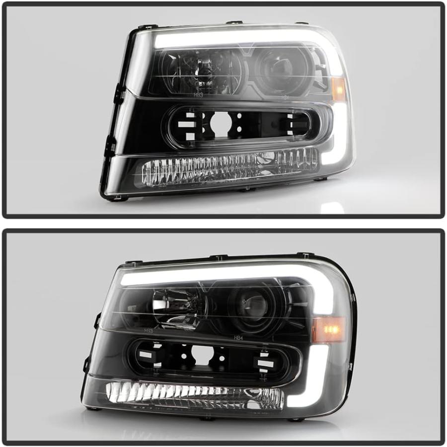 【並行輸入品】ACANII - 2002-2009 Chevy Trailblazer フル幅グリル付き ブラック LED チューブ プロジェクターの画像