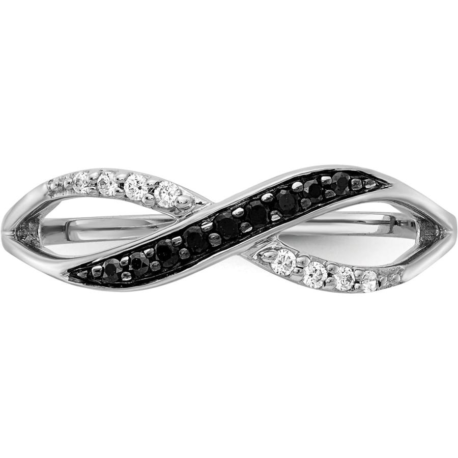 【並行輸入品】Avariah 14k White Gold w/Black and White Diamond Crisscross Ring - Rの画像
