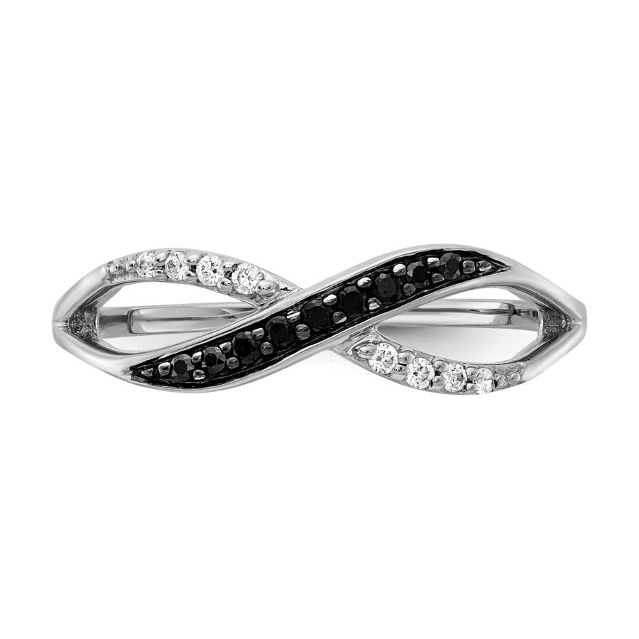 【並行輸入品】Avariah 14k White Gold w/Black and White Diamond Crisscross Ring - Rの画像