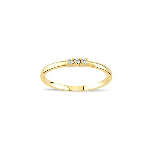 並行輸入品】GELIN 14K 純金ダイヤモンド スリーストーンスタッカー 