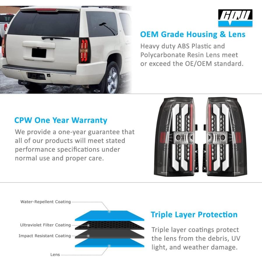 【並行輸入品】CPW LED Tail Lights Assembly for 2015-2018 Chevy Tahoe  15 16 17 18の画像