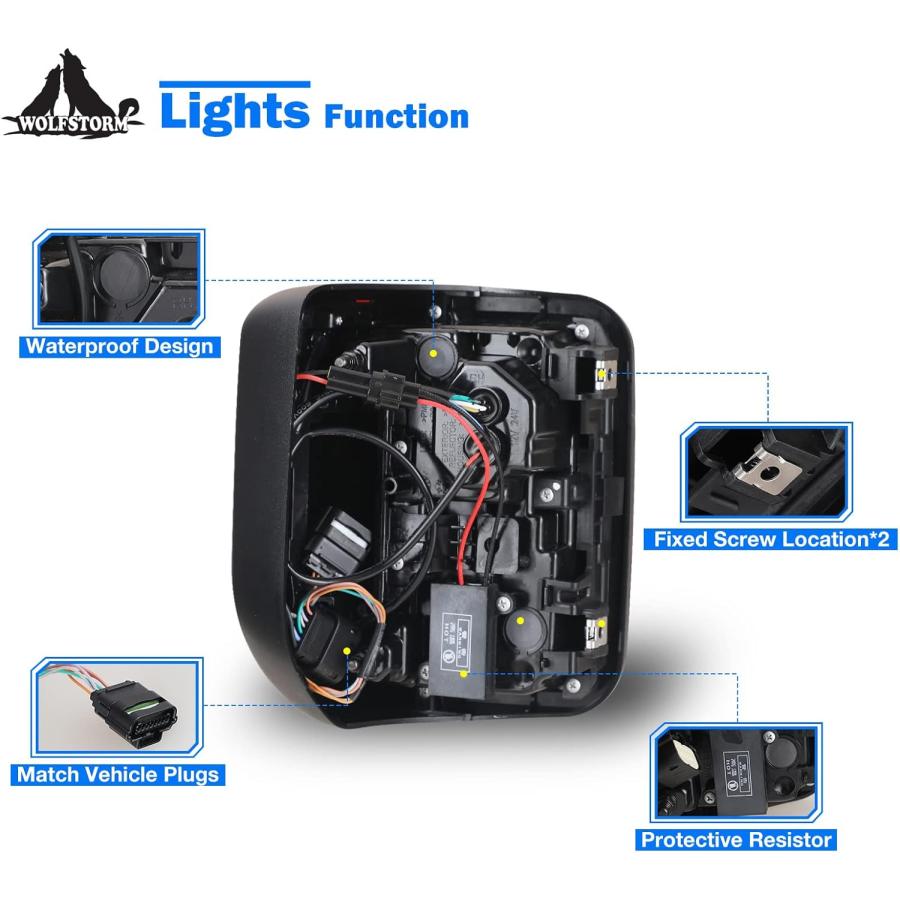【並行輸入品】WOLFSTORM LEDテールライト シーケンシャルターンライトエフェクト特別デザイン レッドレンズの画像