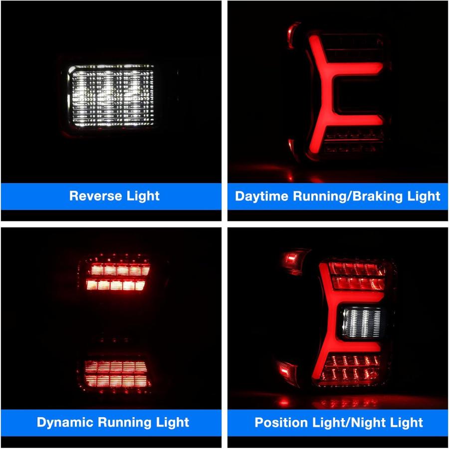 【並行輸入品】WOLFSTORM LEDテールライト シーケンシャルターンライトエフェクト特別デザイン レッドレンズの画像