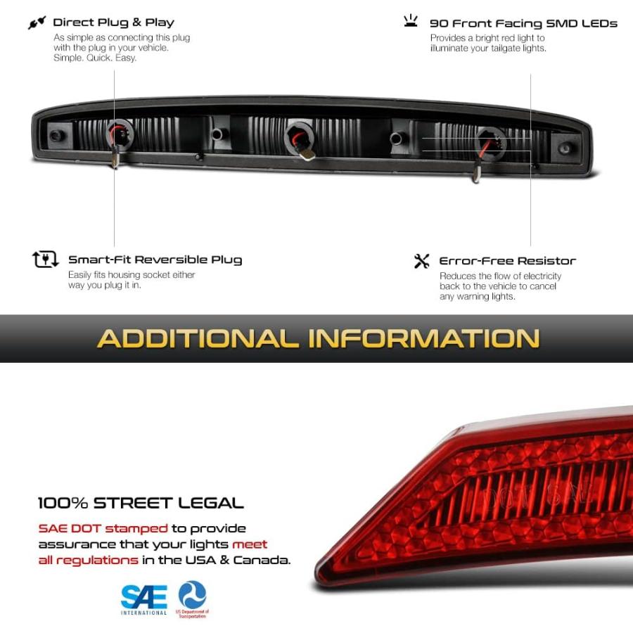 【並行輸入品】VIPMOTOZ Full LED Center Tailgate Tail Braking Lights Compatible Wit_4