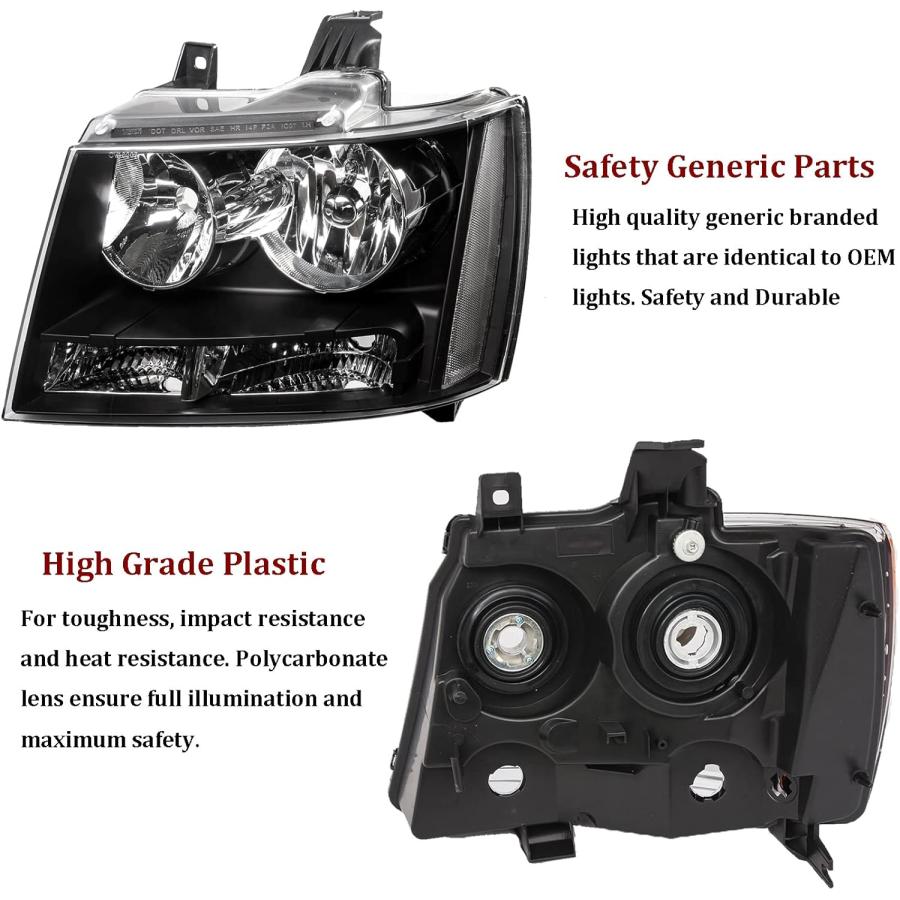 【並行輸入品】APSVE ブラックハウジングヘッドライトアセンブリ 2007-2014 Chevy Avalanche Suburban Tahoe、_5