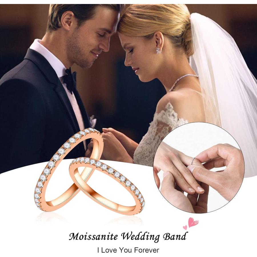 【並行輸入品】1.8mm モアッサナイト フルエタニティ 結婚指輪 女性用 0.55-0.7ct D カラー VVS1 クラリティ 人工ダイヤモンド_2