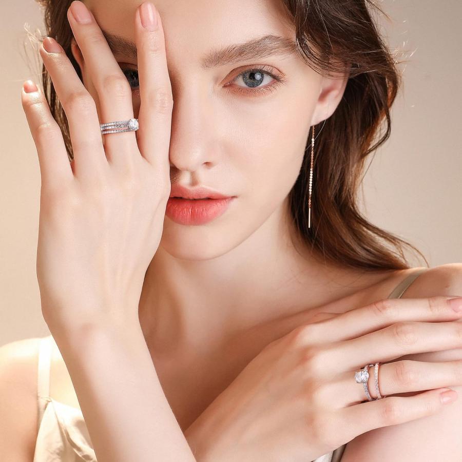 【並行輸入品】1.8mm モアッサナイト フルエタニティ 結婚指輪 女性用 0.55-0.7ct D カラー VVS1 クラリティ 人工ダイヤモンド_3