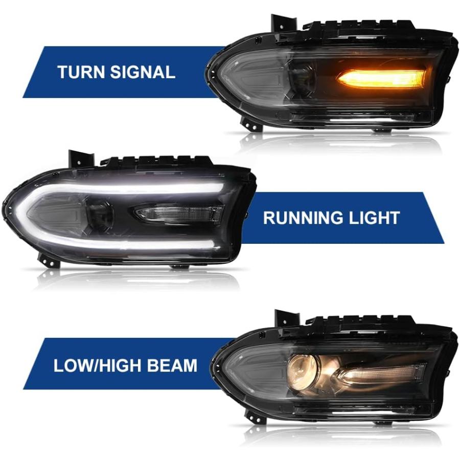 【並行輸入品】BoardRoad ヘッドライトアセンブリ 2015-2019 Dodge Charger LED DRLプロジェクターヘッドランプ 右_3