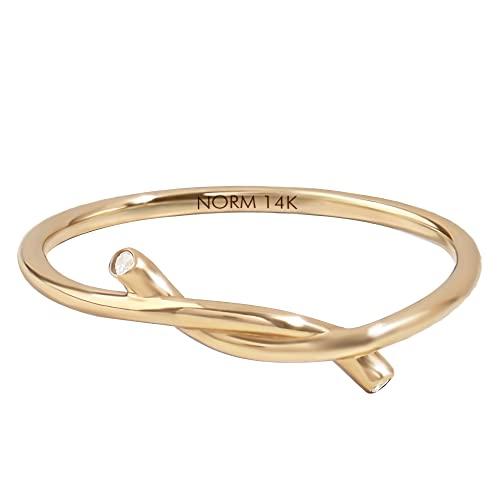【並行輸入品】Norm Jewels 14k Solid Gold Knot Promise Rings for Women Dainty Sの画像