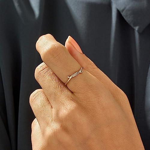 【並行輸入品】Norm Jewels 14k Solid Gold Knot Promise Rings for Women Dainty Sの画像