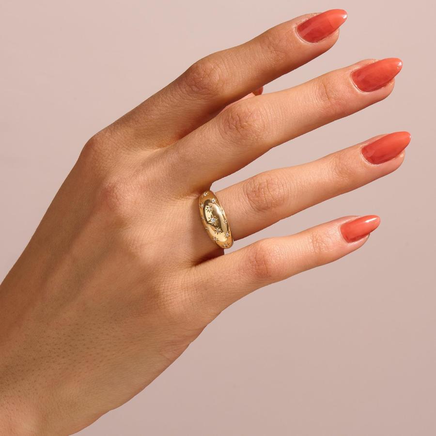 【並行輸入品】Norm Jewels 14k Gold Dome Statement Ring Chunky Rings for Womenの画像