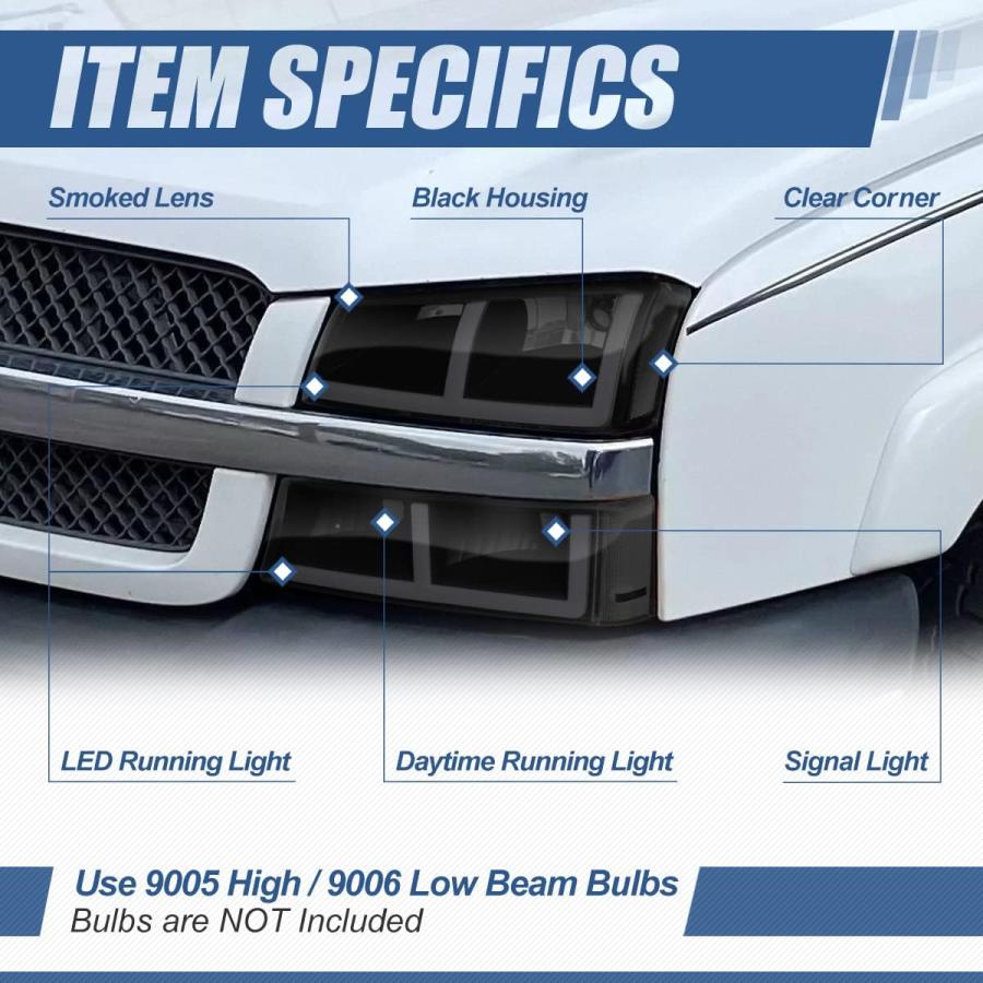 【並行輸入品】Auto Dynasty F-LED DRLヘッドライトとLEDシグナルランプ 4個 Chevy Avalanche Silverado_1