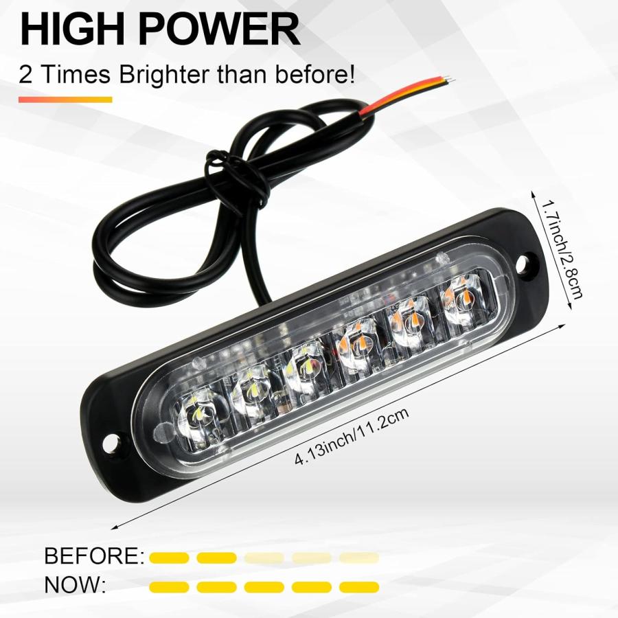 【並行輸入品】Tallew LED緊急ストロボライト 20個パック LED6個 アンバー ホワイト 表面実装 点滅ライト 警告 緊急点滅　_1