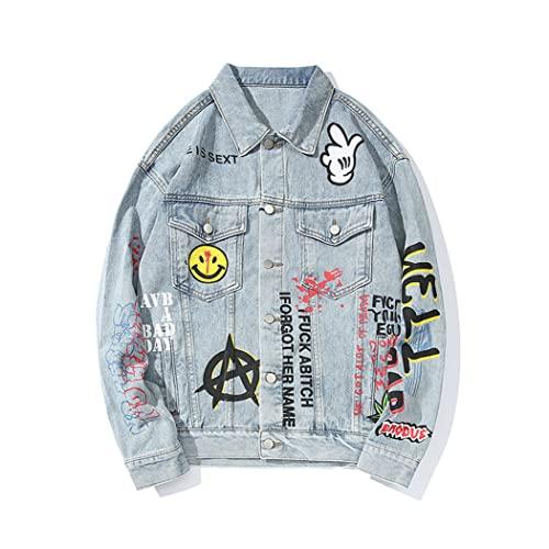 【並行輸入品】Harajuku Hip Hop Graffiti Denim Jacket Outwear Streetwear Fashioの画像