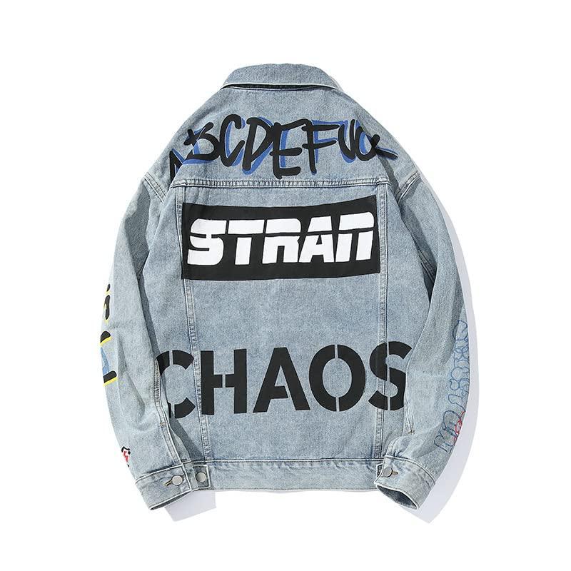【並行輸入品】Harajuku Hip Hop Graffiti Denim Jacket Outwear Streetwear Fashioの画像