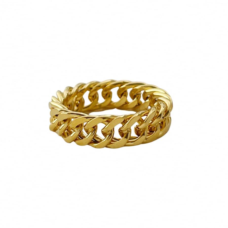 【並行輸入品】Jana Winkle 6mm ミニマリスト 18K ゴールド ステンレススチール リング レディース リンクチェーンリング フィ_3
