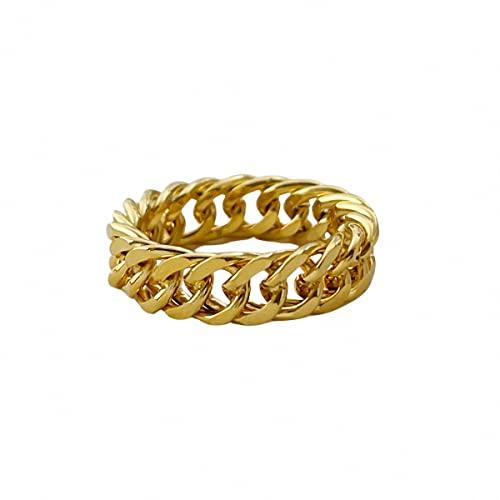 【並行輸入品】Jana Winkle 6mm ミニマリスト 18K ゴールド ステンレススチール リング レディース リンクチェーンリング フィ_4