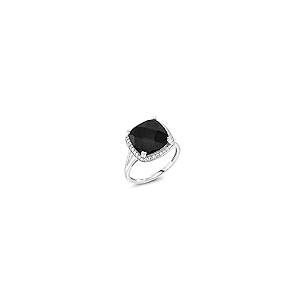 【並行輸入品】[Gem Stone King] 5.77カラット 天然 オニキス 指輪 リング レディース シンセティック ホワイトサファイアの画像