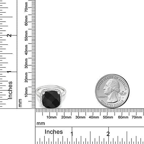【並行輸入品】[Gem Stone King] 5.77カラット 天然 オニキス 指輪 リング レディース シンセティック ホワイトサファイアの画像