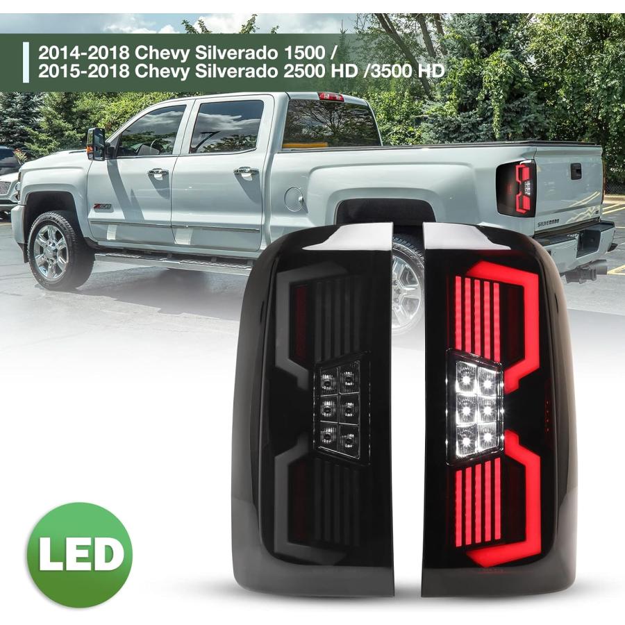 【並行輸入品】AUTOWIKI LEDテールライトアセンブリ 2014-2018 シボレー シルバラード 1500 LEDダイナミックウィンカーライト_1